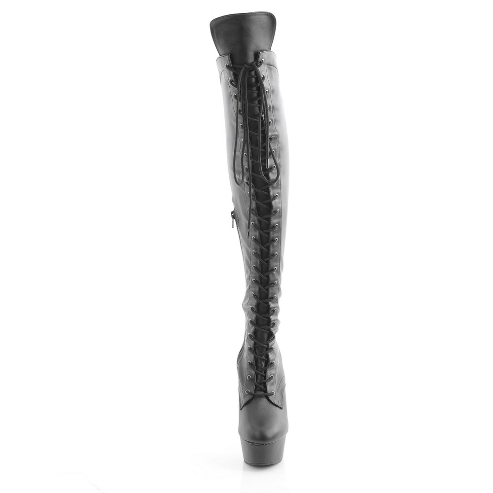 Pleaser - DELIGHT3014 Plateau overknee Laarzen - Zwart